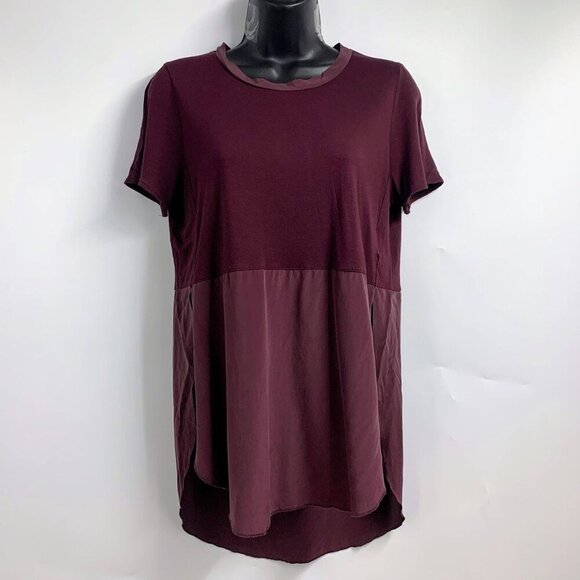 Aritzia Wilfred Women's Slit Hem Rayon Silk Zip Up Short Sleeve Top Size S - Picture 1 of 13